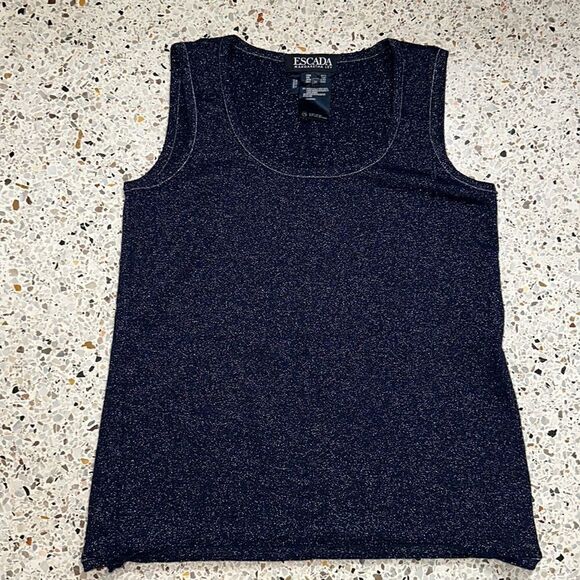 EUC Escada navy blue silver shimmer tank 36 medium n - Picture 1 of 6